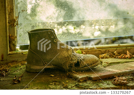 vintage mouldy shoe abandoned house interior vintage mouldy shoe abandoned house interior 133270267