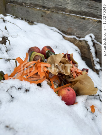 Compost bin filled with Organic Waste . Concept Ecofriendly lifestyle. Sustainable living 133270349
