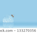 Festive ornament with snowflakes light blue background. Merry Christmas and Happy New Year Holidays 133270356