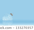 Festive ornament with snowflakes light blue background. Merry Christmas and Happy New Year Holidays 133270357