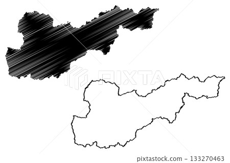 Liezen district (Republic of Austria or osterreich, Styria, Steiermark or Stajerska state) map vector illustration, scribble sketch Bezirk Liezen map Liezen district (Republic of Austria or osterreich, Styria, Steiermark or Stajerska state) map vector illustration, scribble sketch Bezirk Liezen map 133270463