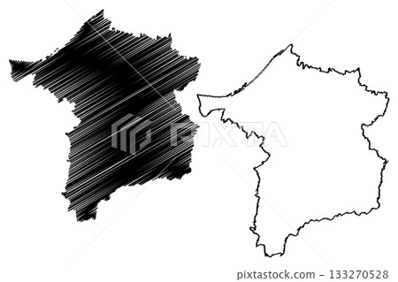 Ried im Innkreis district (Republic of Austria or osterreich, Upper Austria or Oberosterreich state) map vector illustration, scribble sketch Bezirk Ried im Innkreis map 133270528