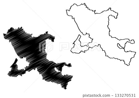 Salzburg-Umgebung district (Republic of Austria or osterreich, Salzburg state) map vector illustration, scribble sketch Bezirk Salzburg-Umgebung or Flachgau map 133270531
