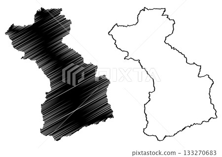 Schwaz district (Republic of Austria or osterreich, Tyrol or Tirol state) map vector illustration, scribble sketch Bezirk Schwaz map 133270683