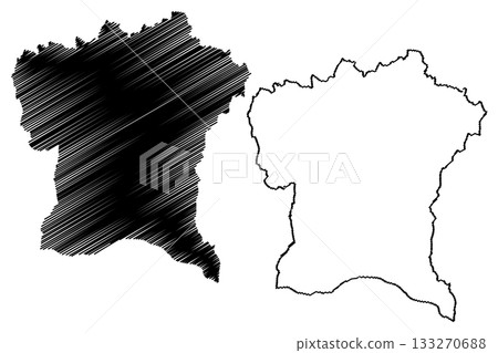 Sudoststeiermark district (Republic of Austria or osterreich, Styria, Steiermark or stajerska state) map vector illustration, scribble sketch Bezirk Sudoststeiermark map 133270688