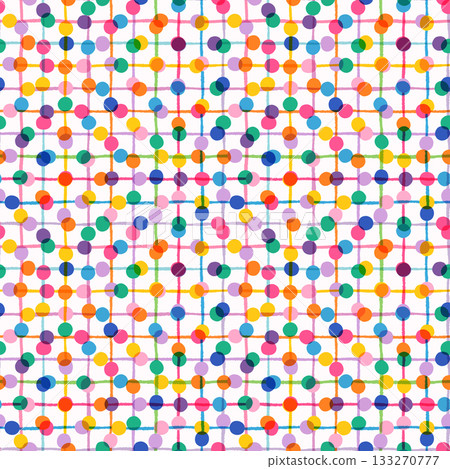 Colorful dots and check cute seamless vector pattern for kids designs, background and fabric Colorful dots and check cute seamless vector pattern for kids designs, background and fabric 133270777