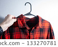 Red Plaid Shirt on Hanger 133270781