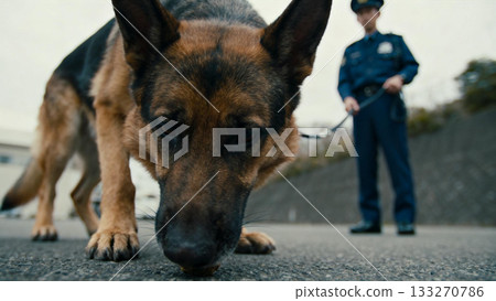 警犬和警員正在調查 133270786