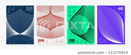 Digital technology effect line abstract cover set Digital technology effect line abstract cover set 133270924