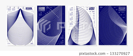 Modern wireframe line effect water splash cover set Modern wireframe line effect water splash cover set 133270927