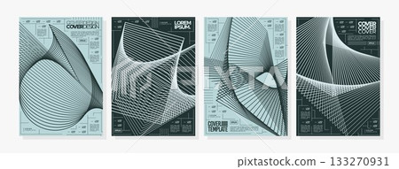 Creative movement stripe line wireframe cover set 133270931
