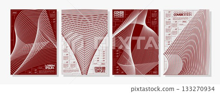 Modern red dynamic line abstract cover, poster, banner set Modern red dynamic line abstract cover, poster, banner set 133270934