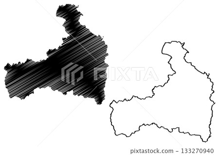 Zell am See district (Republic of Austria or osterreich, Salzburg state) map vector illustration, scribble sketch Bezirk Zell am See or Pinzgau map 133270940