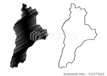 Seringueiras municipality (State of Rondonia or Rondonia, RO, Municipalities of Brazil, Federative Republic of Brazil) map vector illustration, scribble sketch Seringueiras map 133271022
