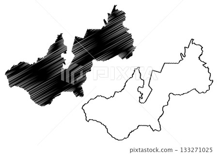 Vale do Anari municipality (State of Rondonia or Rondonia, RO, Municipalities of Brazil, Federative Republic of Brazil) map vector illustration, scribble sketch map 133271025