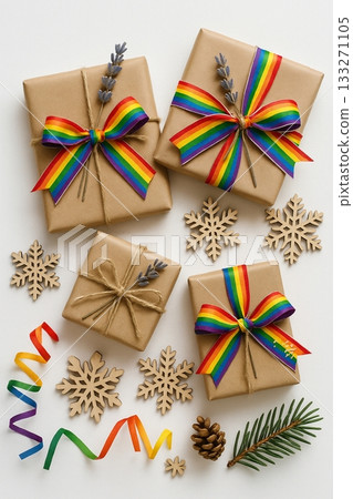 colorful gift boxes on white background 133271105