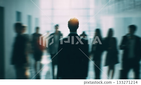 Business Professionals Gather in Modern Office Corridor for Networking, Collaboration, and Career Growth Today Event 133271214