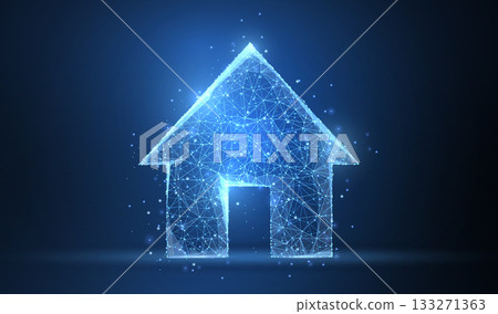 Home symbol. Polygonal wireframe mesh icon. Concept illustration or background Home symbol. Polygonal wireframe mesh icon. Concept illustration or background 133271363