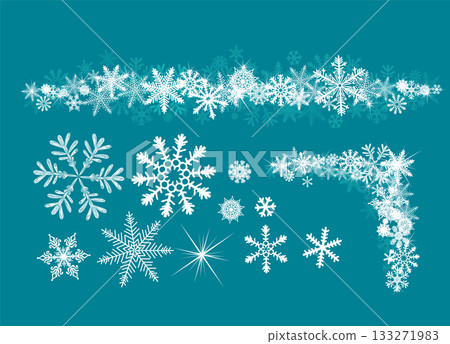Set of snowflake elements. Not AI, vector illustration. Set of snowflake elements. Not AI, vector illustration. 133271983