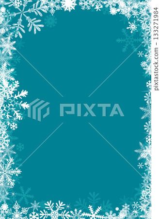 Abstract Christmas background. Winter frame with snowflakes over blue background. Not AI, vector illustration. Abstract Christmas background. Winter frame with snowflakes over blue background. Not AI, vector illustration. 133271984