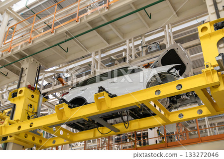 A modern, automated automotive factory production line A modern, automated automotive factory production line 133272046