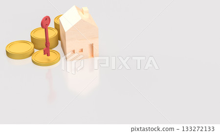 The Real Estate Investment Concept with Wooden House and Key 3d Rendering. The Real Estate Investment Concept with Wooden House and Key 3d Rendering. 133272133