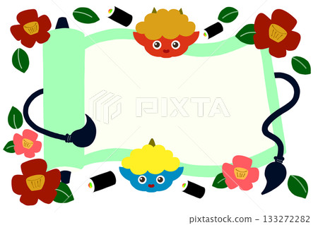 Frame of demons, ehomaki and camellia scrolls 133272282