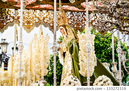 Image of Our Lady of the Olive Trees during Holy Week in Alcala de Guadaira, Seville, Andalusia Image of Our Lady of the Olive Trees during Holy Week in Alcala de Guadaira, Seville, Andalusia 133272319