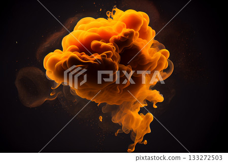Movement of orange smoke on black background fire design 133272503