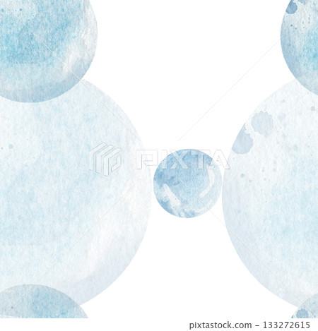 Seamless pattern of Abstract watercolor round background in soft blue tones. Water droplet. Hand drawn texture with smooth gradients and organic shapes 133272615