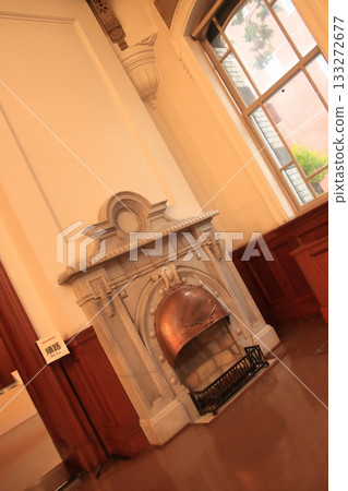 The fireplace at the Akita City Red Brick Museum has a retro and luxurious atmosphere 133272677
