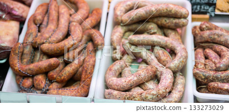 Catalan pork sausage close up 133273029