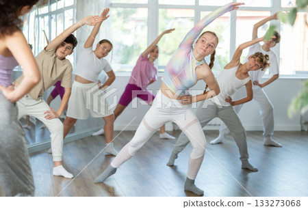 Group of children warming up before dance class 133273068