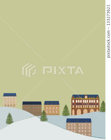 Foreign cityscape _ yellow-gray background _ vertical 133273621