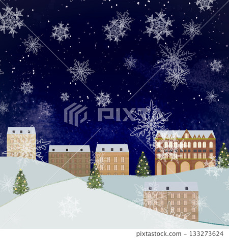 聖誕節異國風情_藍色雪景_廣場 133273624