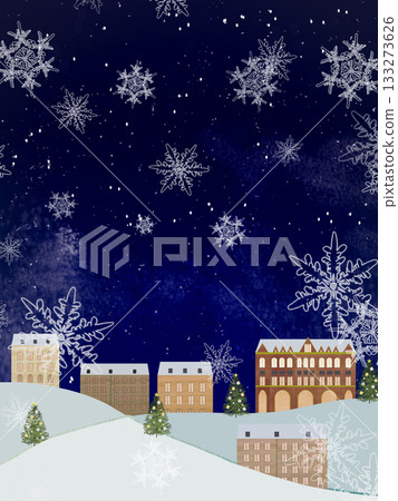 聖誕節異國風情_藍色雪景背景_垂直圖 133273626