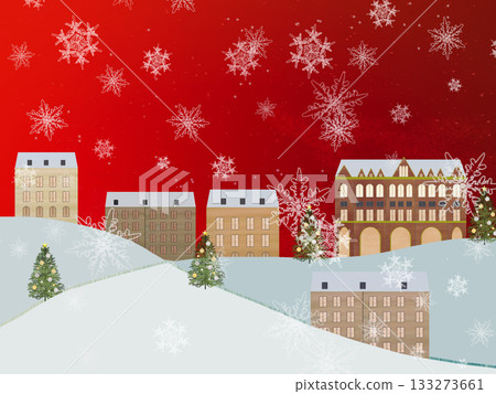 聖誕節異國風情城市景觀_紅雪_橫向 133273661