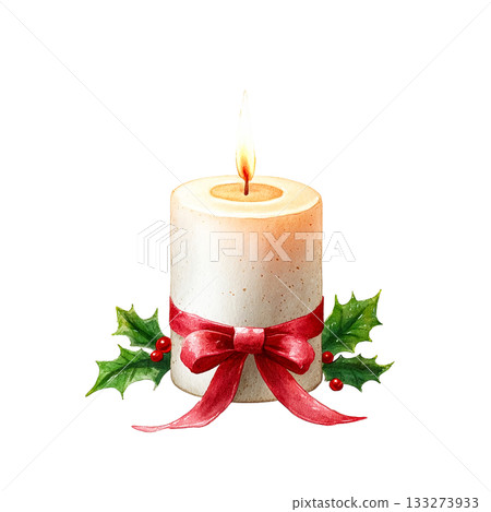 透明背景上的點燃的聖誕蠟燭插圖（png） 133273933