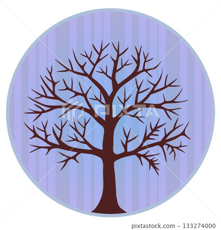 一幅以圓形為背景的冬日樹木插圖 133274000