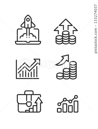 Growth line vector icon set stock illustration. Growth line vector icon set stock illustration. 133274037