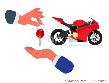 Sportbike with hands and passing key stock illustration Sportbike with hands and passing key stock illustration 133274044
