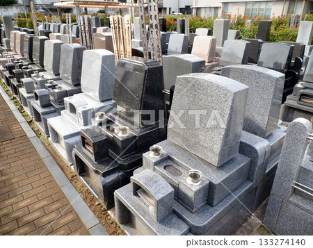 Gravestones lined up in the cemetery Gravestones lined up in the cemetery 133274140