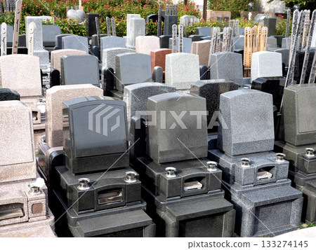 Gravestones lined up in the cemetery Gravestones lined up in the cemetery 133274145