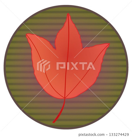 Illustration of a maple tree with autumn leaves on a circular background 133274429