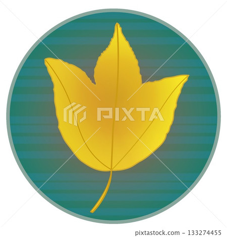 Illustration of a yellow maple tree with a circular background 133274455