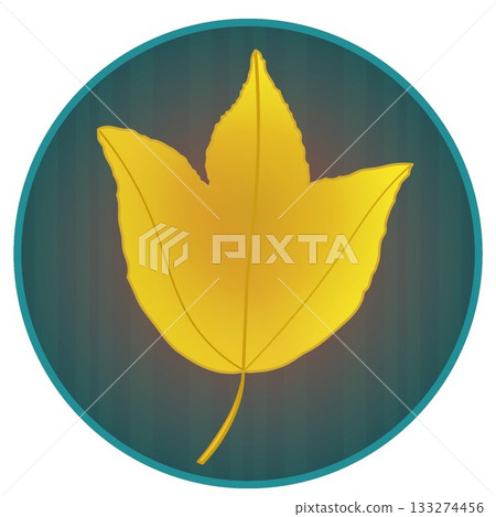 Illustration of a yellow maple tree with a circular background Illustration of a yellow maple tree with a circular background 133274456