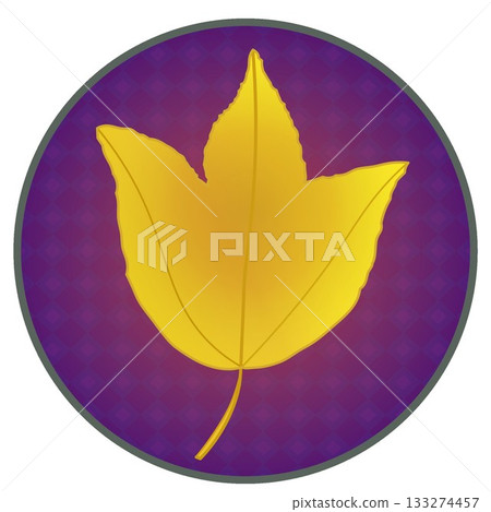 Illustration of a yellow maple tree with a circular background 133274457