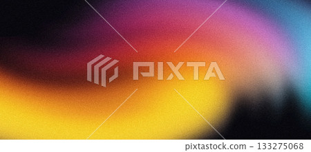 Grainy gradient background yellow orange blue pink abstract glowing color wave black dark backdrop, noise texture banner poster header design Grainy gradient background yellow orange blue pink abstract glowing color wave black dark backdrop, noise texture banner poster header design 133275068