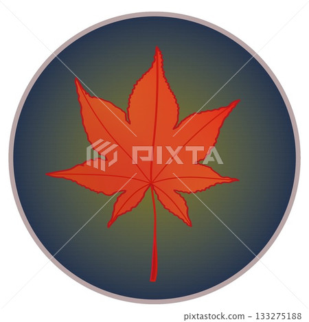 秋季楓葉插圖，背景為圓形 133275188