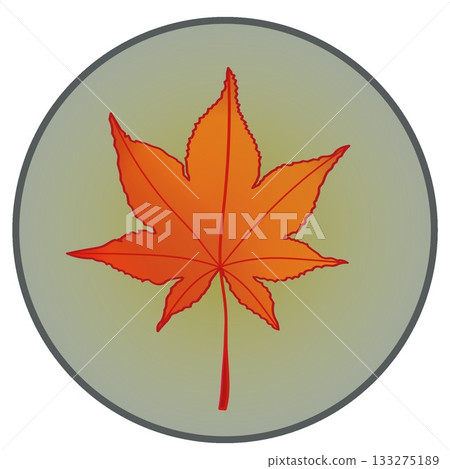 秋季楓葉插圖，背景為圓形 133275189